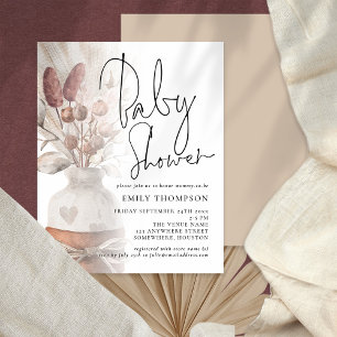 Papier Invitation Baby shower de script de graminées Pamp