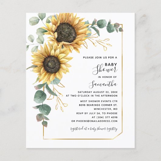 Papier Invitation Baby shower de script de l'Eucalyptus d (Devant)