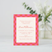Papier Invitation Baby shower de tableau de bord rose bud (Debout devant)