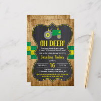 Invitation Baby shower de tracteur vert rustique
