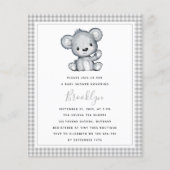 Papier Invitation Baby shower d'ours d'argent BUDGET (Devant)