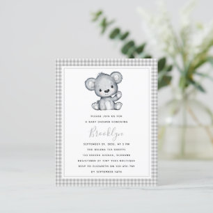 Papier Invitation Baby shower d'ours d'argent BUDGET