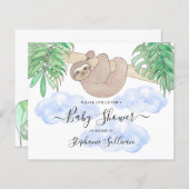 Papier Invitation Baby shower du mignon Sloth Boy (Devant / Derrière)