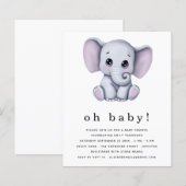 Papier Invitation Baby Shower Éléphant Budget Genre Neutr (Devant / Derrière)
