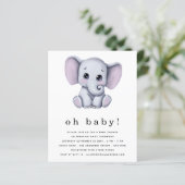 Papier Invitation Baby Shower Éléphant Budget Genre Neutr (Debout devant)