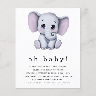 Papier Invitation Baby Shower Éléphant Budget Genre Neutr