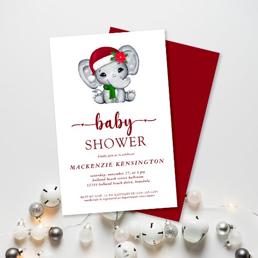 Papier Invitation Baby shower éléphant Père Noël Budget