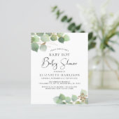 Papier Invitation Baby shower Eucalyptus Budget (Debout devant)