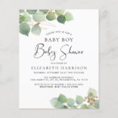 Papier Invitation Baby shower Eucalyptus Budget (Devant)