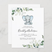 Papier Invitation Baby shower Eucalyptus Elephant BUDGET (Devant / Derrière)