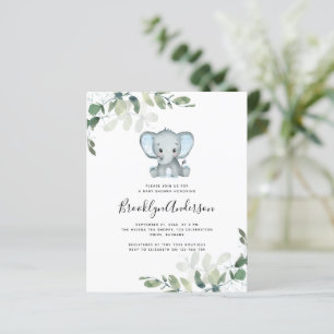 Papier Invitation Baby shower Eucalyptus Elephant BUDGET