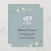 Papier Invitation Baby shower Eucalyptus Elephant BUDGET (Devant / Derrière)