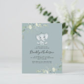 Papier Invitation Baby shower Eucalyptus Elephant BUDGET (Debout devant)