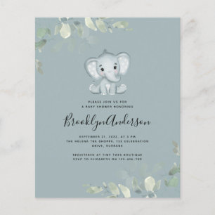 Papier Invitation Baby shower Eucalyptus Elephant BUDGET