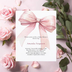 Papier Invitation Baby shower fille arc rose