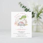 Papier Invitation Baby Shower Fille au Corail Eléphant de (Debout devant)