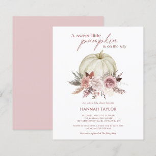 Papier Invitation Baby shower fille Citrouille rose budge