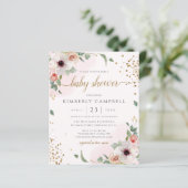 Papier Invitation Baby shower Fille Rose Budget (Debout devant)