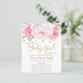 Papier Invitation Baby shower Fille Rose Budget (Debout devant)