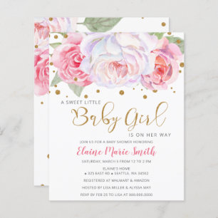 Papier Invitation Baby shower Fille Rose Budget