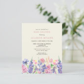 Papier Invitation Baby shower Fleurs sauvages du budget (Debout devant)