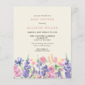 Papier Invitation Baby shower Fleurs sauvages du budget (Devant)