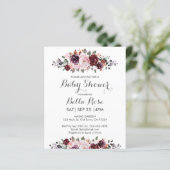 Papier Invitation Baby shower floral à aquarelle budgétai (Debout devant)