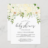 Papier Invitation Baby shower floral à la crème d'ivoire  (Devant / Derrière)