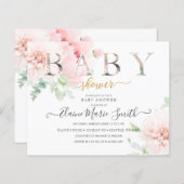 Papier Invitation Baby shower Floral Budget (Devant / Derrière)
