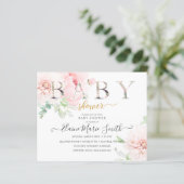 Papier Invitation Baby shower Floral Budget (Debout devant)