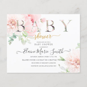 Papier Invitation Baby shower Floral Budget