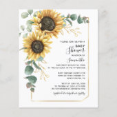 Papier Invitation Baby shower floral de tournesol (Devant)