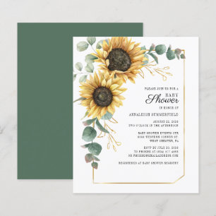 Papier Invitation Baby shower floral de tournesol Budget