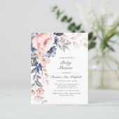 Papier Invitation Baby shower Floral Rose Budget (Debout devant)
