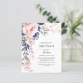 Papier Invitation Baby shower Floral Rose Budget (Debout devant)