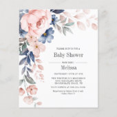 Papier Invitation Baby shower Floral Rose Budget (Devant)