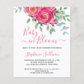 Papier Invitation Baby shower floral rose budget (Devant)