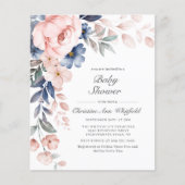 Papier Invitation Baby shower floral rose budget (Devant)