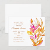 Papier Invitation Baby shower Floral rose Budget (Devant / Derrière)