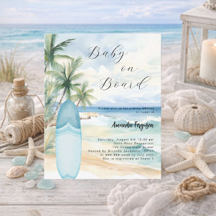 Papier Invitation Baby Shower garçon Baby sur table de su