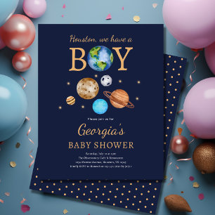 Papier Invitation Baby shower 'Houston We have a Boy'