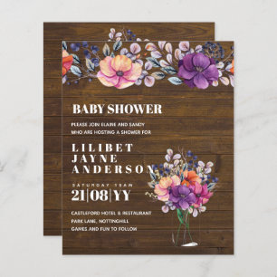 Papier Invitation Baby shower Lilibet - Rustic Orange Pur