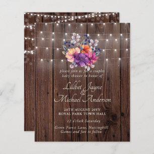 Papier Invitation Baby shower Lilibet - Rustic Orange Pur