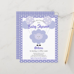 Papier Invitation Baby shower mignonne d'agneau mauve bud