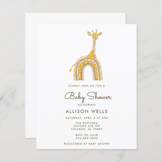 Papier Invitation Baby shower moderne (Devant / Derrière)