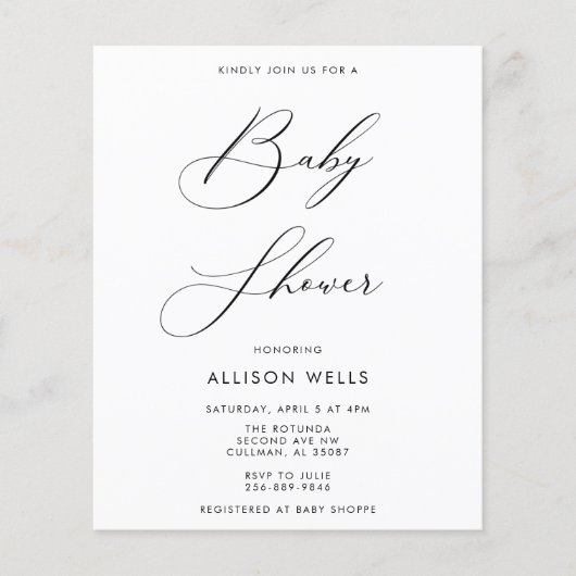 Papier Invitation Baby shower moderne (Devant)