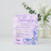Papier Invitation Baby shower papillon violet budget (Debout devant)