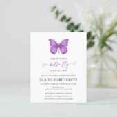 Papier Invitation Baby shower papillon violet budget (Debout devant)