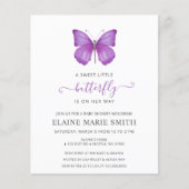 Papier Invitation Baby shower papillon violet budget (Devant)