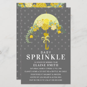 Papier Invitation Baby shower parapluie jaune Budget